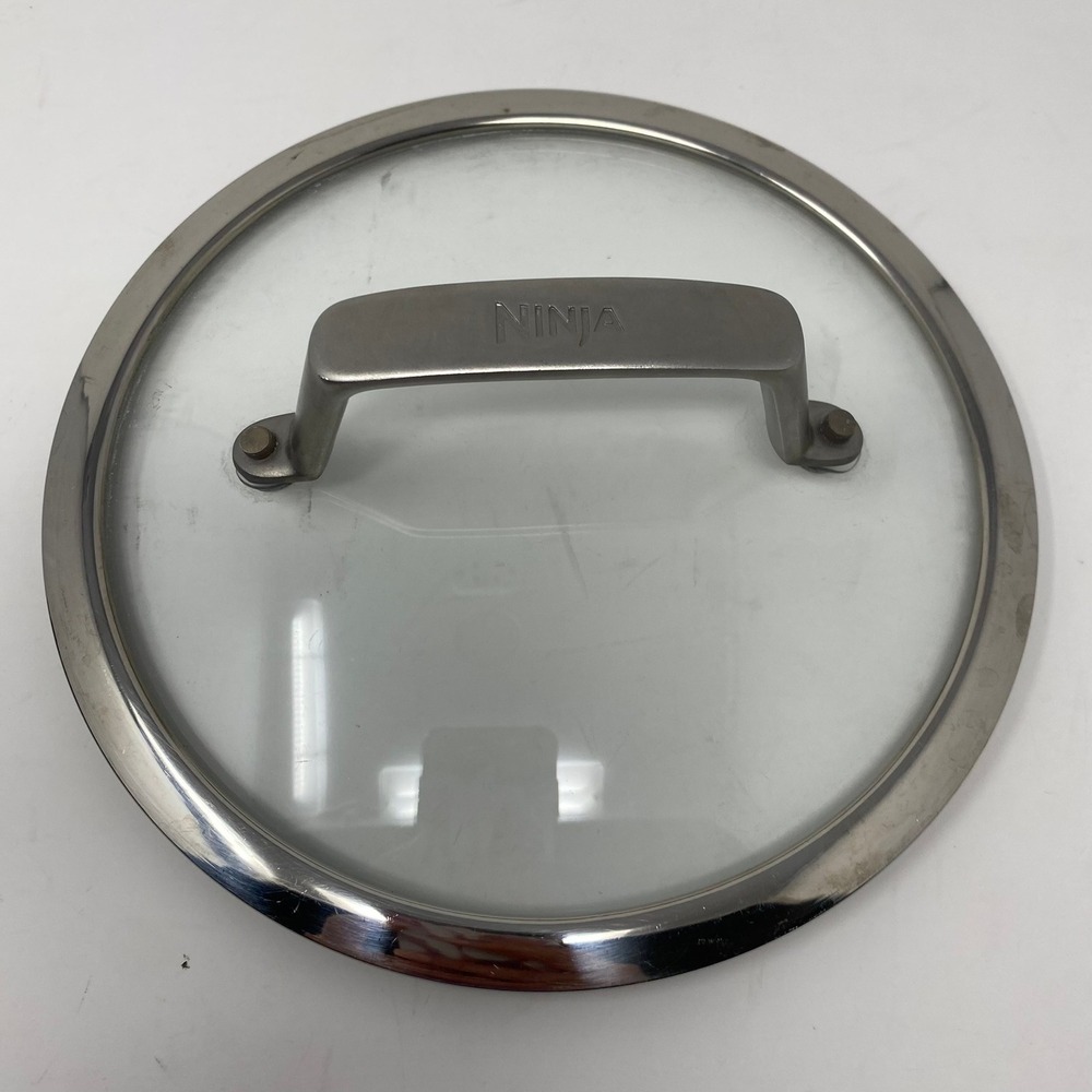 Ninja Outer 7.5" Inner 7" Replacement Glass Lid Silver Stainless Steel Handle